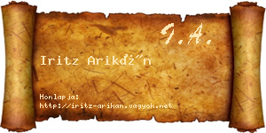 Iritz Arikán névjegykártya